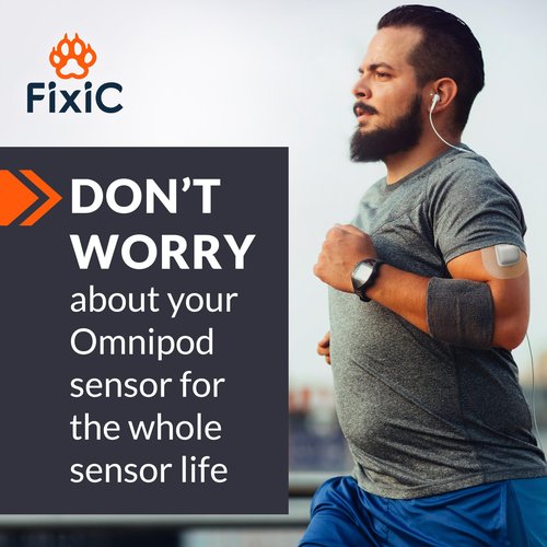Fixic - 25 Pack - Adhesive Patches - Perfect for Omnipod - The Best Waterproof Adhesive Covers for Omnipod Sensors - Pre-Cut Back Paper - Long Fixation for Your Sensor! (Tan)