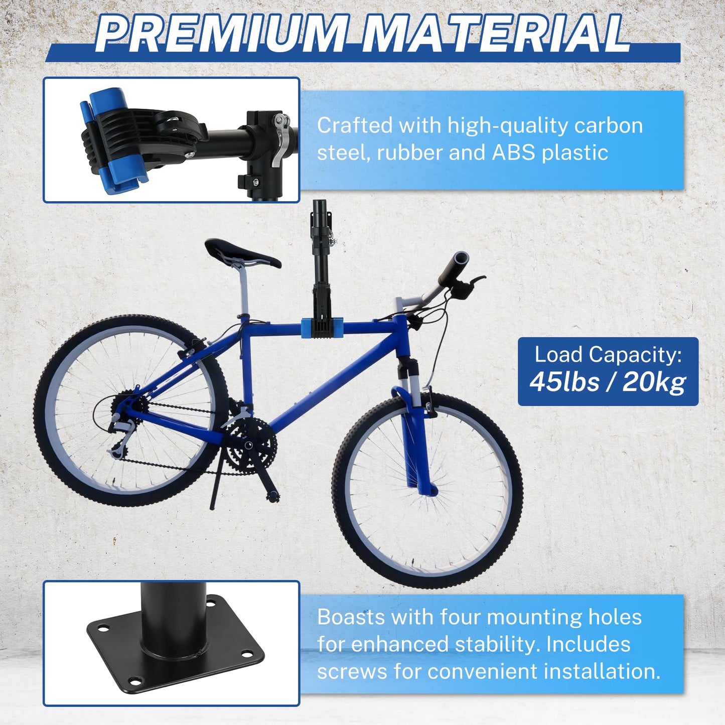NATGAI Height Adjustable Bike Repair Stand, Bench Mount Bicycle Maintenance Rack Workstand, Adjustable Removable Home Bicycle Maintenance Stand for Road Mountain Bikes (Blue)