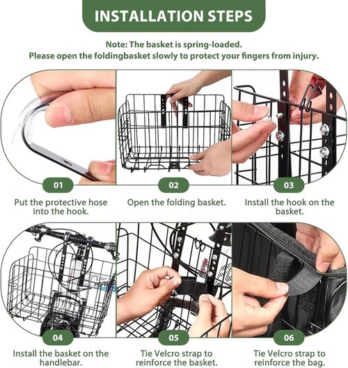 LIQING Folding Bike Basket - Quick Release Design with Removable Liner Bag for Pets & Groceries