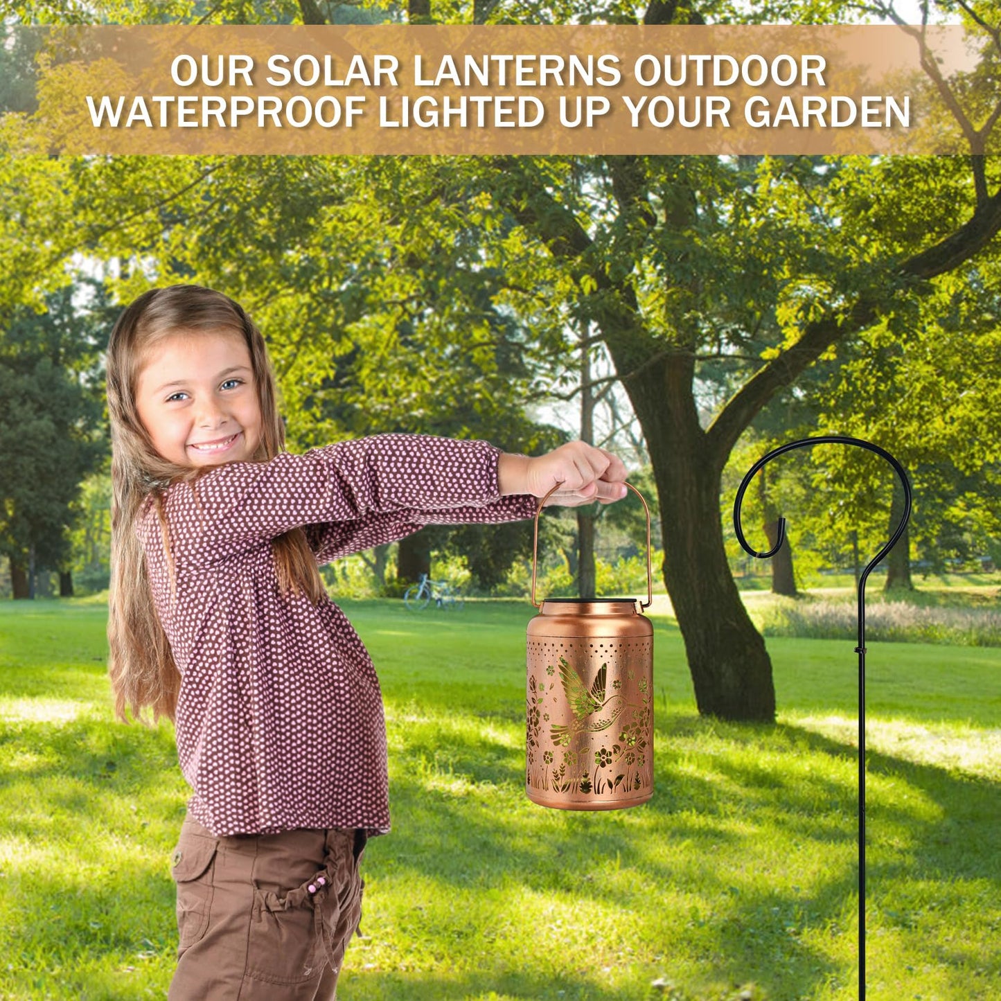 Birthday Gifts for Women Solar Lanterns Decorative Outdoor Waterproof, Hummingbird Gardening Gifts for Women, Mom, Solar Hanging Lanterns for Patio/Yard/Garden Decor