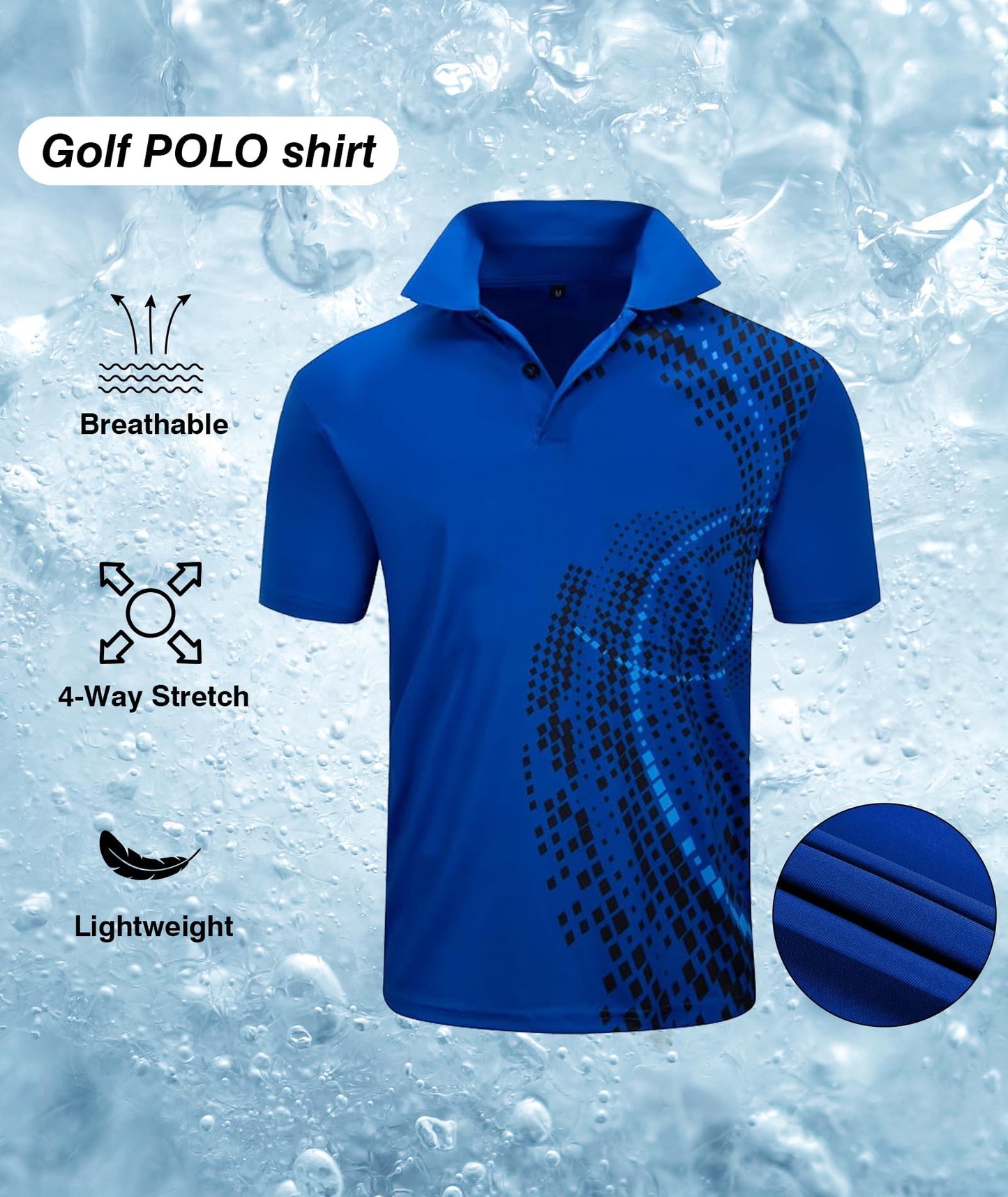 ZITY Golf Polo Shirts for Men Short Sleeve Athletic Tennis T-Shirt Blue L