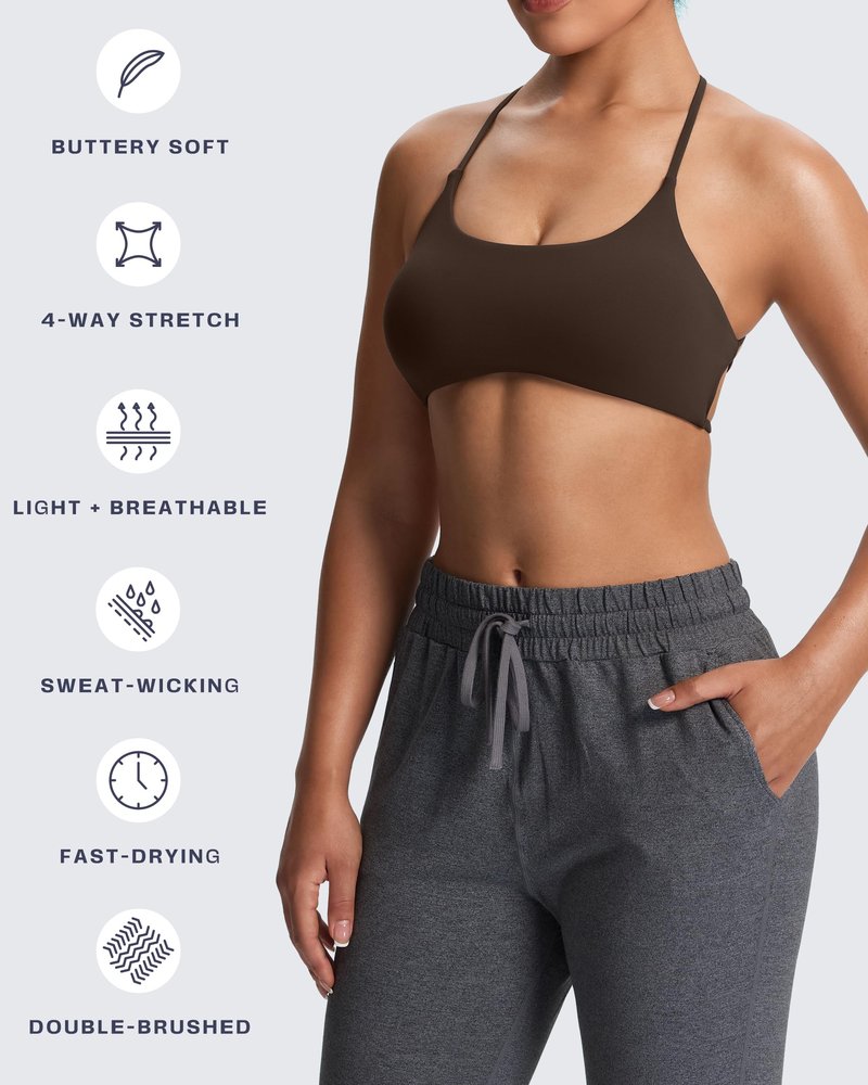 Aoxjox Women's Workout Sports Bras Fitness Trinity Ivy Low Impact Bra Yoga Crop Tank (Mulch, Small)
