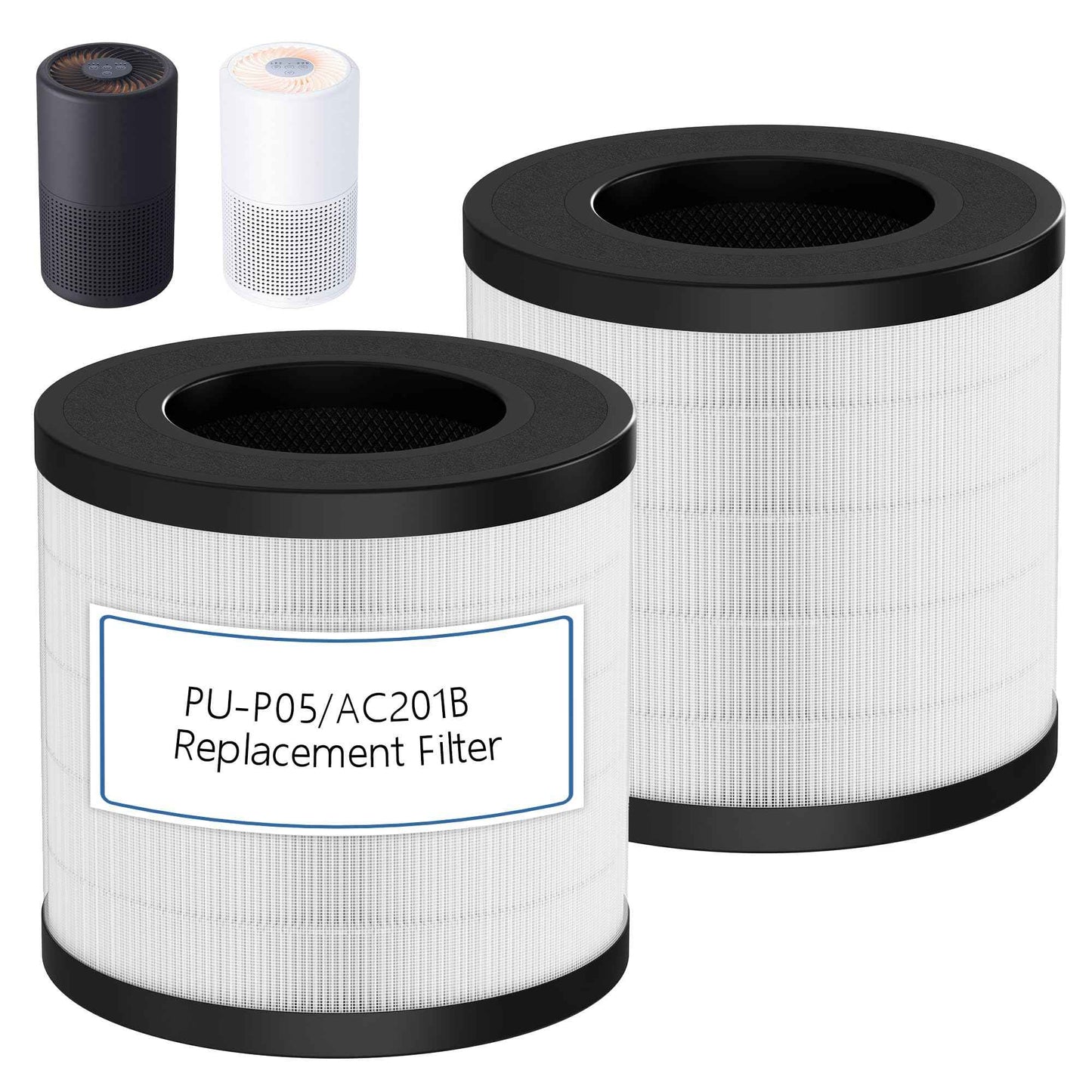 PU-P05/AC201B Replacement Filter Compatible with FULMINARE PU-P05 and Purivortex AC201B Air Purifiers, H13 True HEPA Air Filter for Home Pets Dander Dust Smoke Pollen 2pack