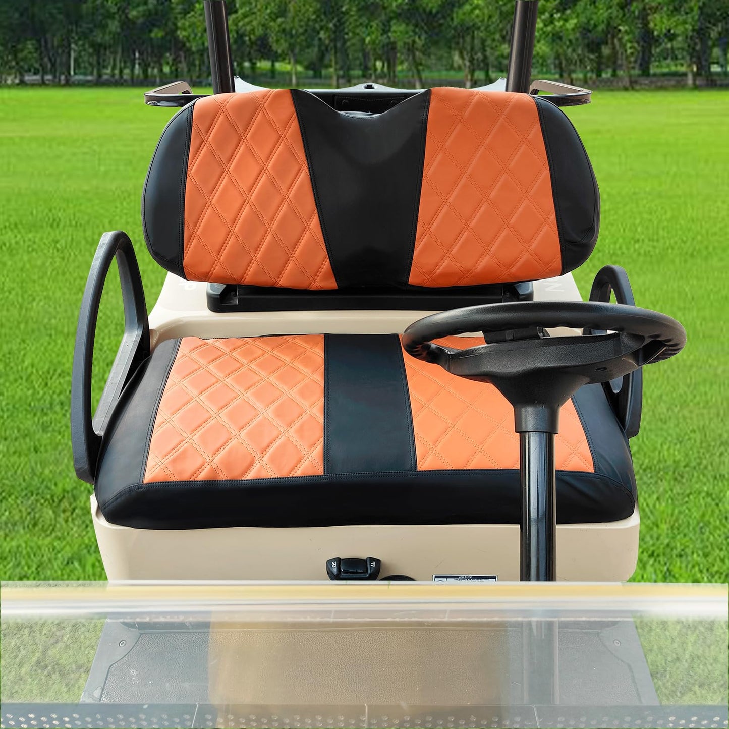 AOOTOOLINK Golf Cart Diamond Seat Covers Kit, Fit for Club Car Precedent OEM Standard Front Seat Cushion, Golf Cart Vinyl Seat Cover, No Nails Required