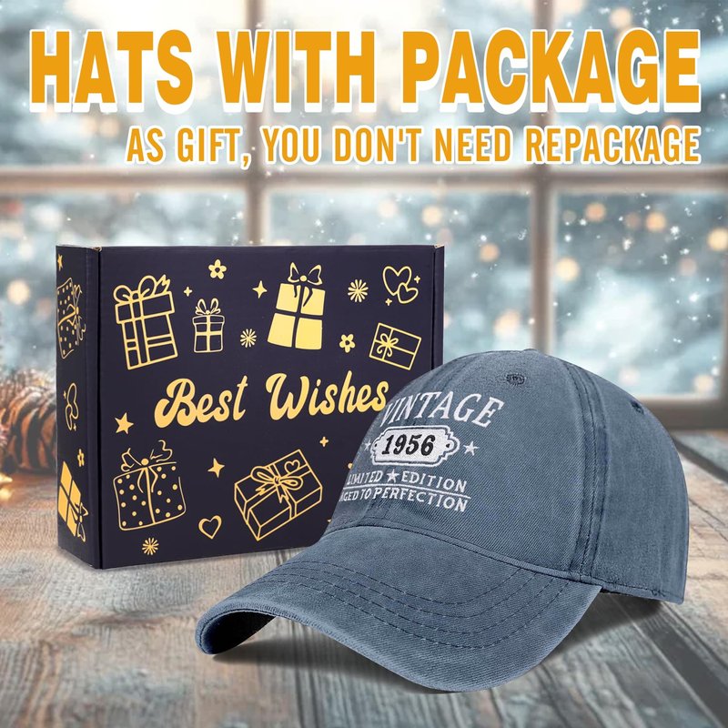 70th Birthday Gifts for Women Man Vintage 1956 Baseball Cap Meaningful Gifts Ideas Blue