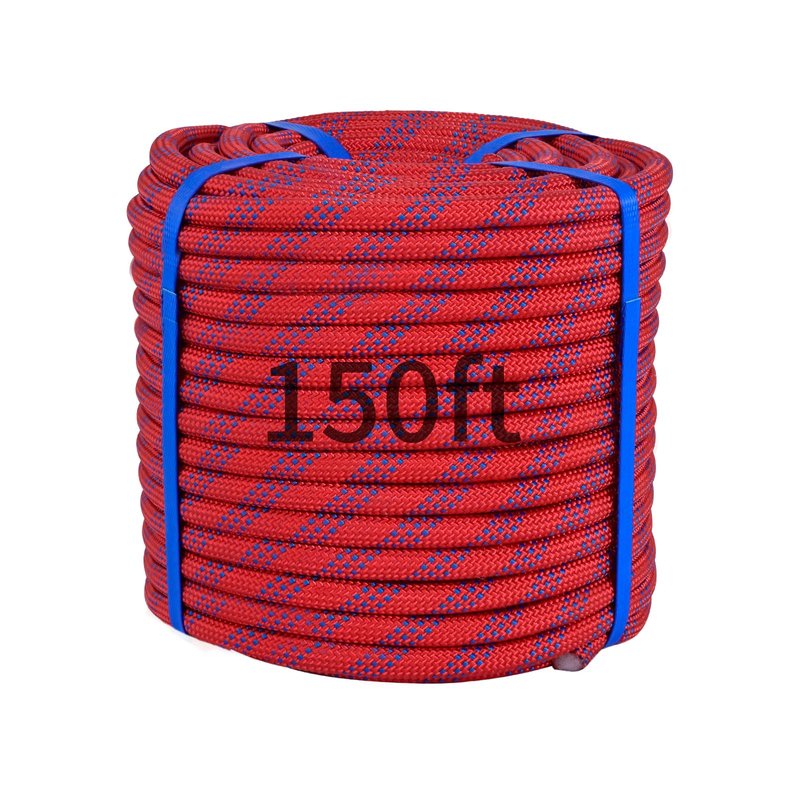 150Ft 1/2 Inch Heavy Duty Climbing Rope - for Tree Swing, Pulling, Outdoor & Gym Use (Red)