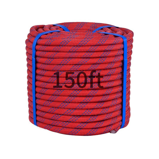 150Ft 1/2 Inch Heavy Duty Climbing Rope - for Tree Swing, Pulling, Outdoor & Gym Use (Red)