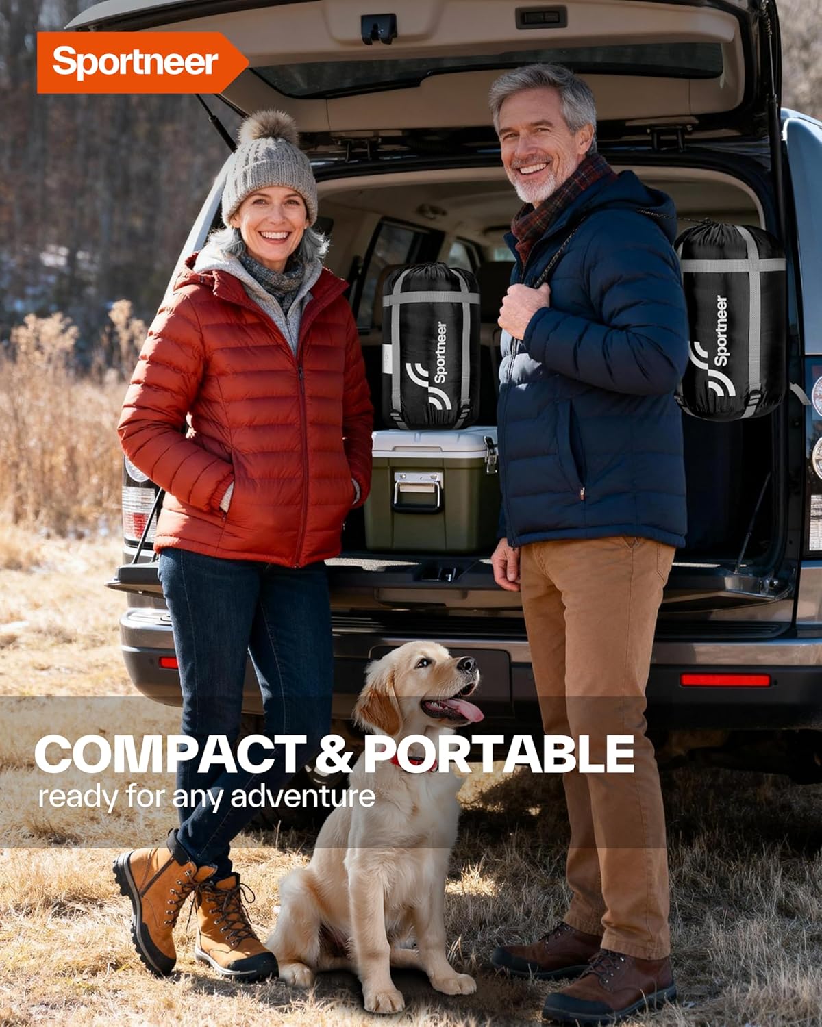 Sportneer Wearable Sleeping Bag - Walkable Design with Arm Zippers | Waterproof & Compact for Camping, Travel, and Stadiums