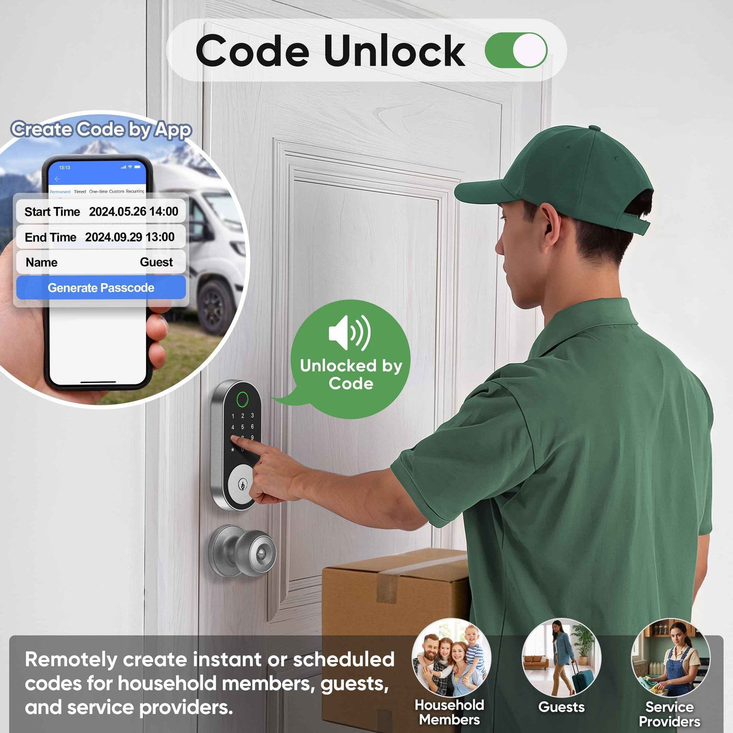 Smart Door-Lock Keyless-Entry Keypad Deadbolt: Dermum Electronic/Electric Door Lock with Code, App Control Digital Biometric Fingerprint Lock for Front, Interior, Exterior & Bedroom Doors (Silver)