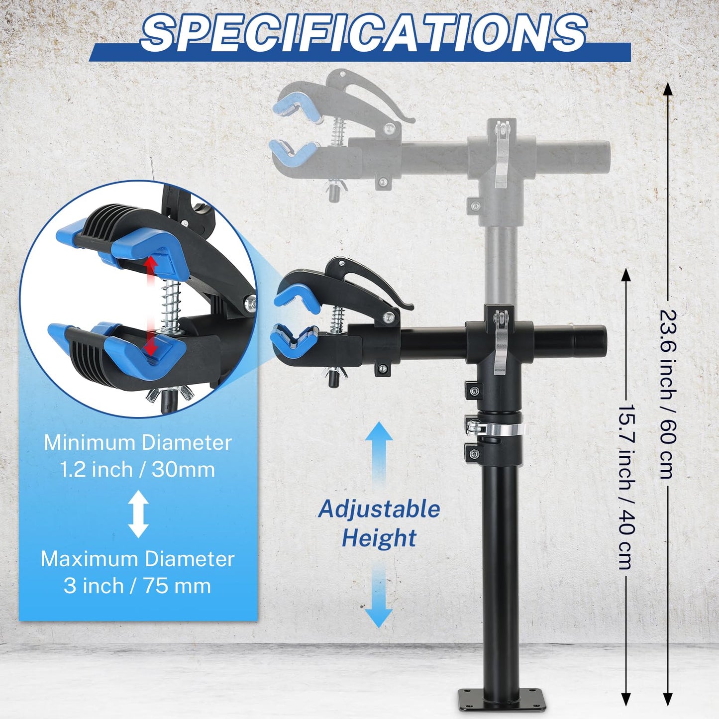 NATGAI Height Adjustable Bike Repair Stand, Bench Mount Bicycle Maintenance Rack Workstand, Adjustable Removable Home Bicycle Maintenance Stand for Road Mountain Bikes (Blue)