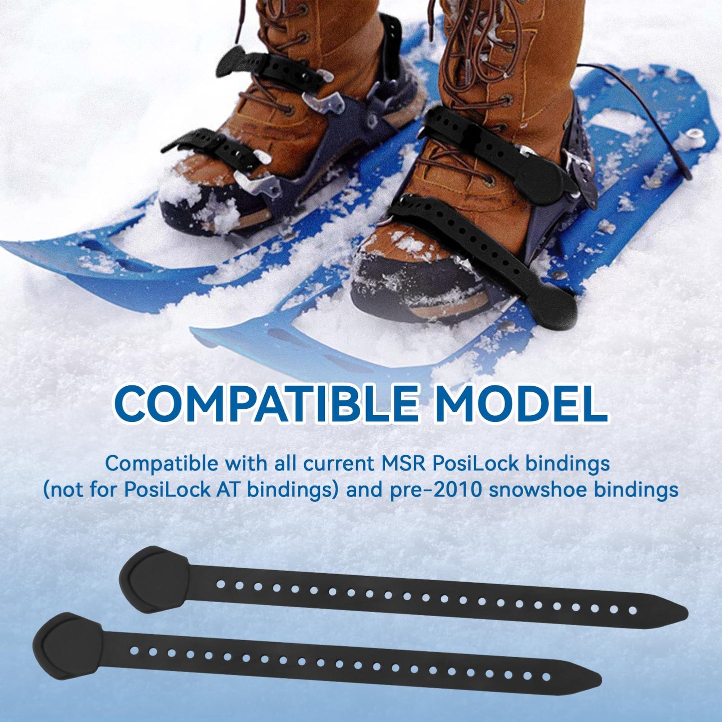 12 Inch Snowshoe Straps Replacement for MSR Snowshoe Bindings Straps - Compatible with MSR Denali Evo Ascent Snowshoes & PosiLock Bindings, Black, 2 Pack