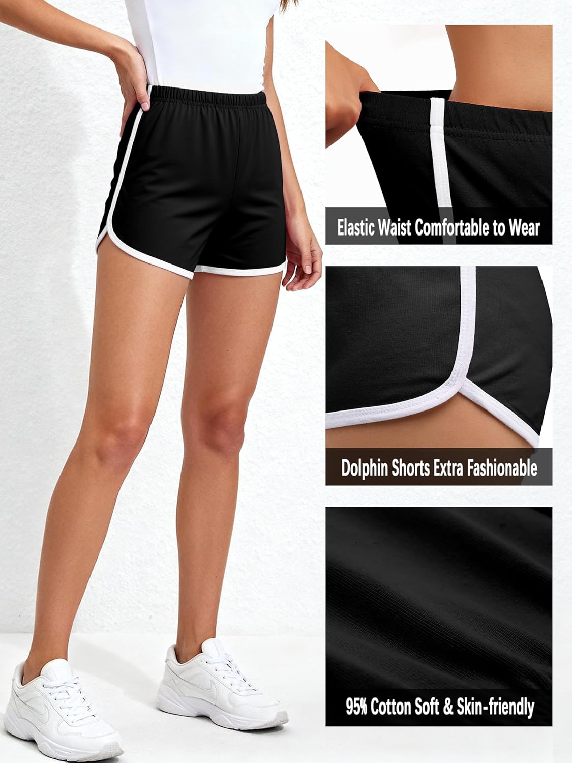 URATOT Women's Active Dance Shorts - Elastic Cotton Gym & Yoga Wear, Pack of 2