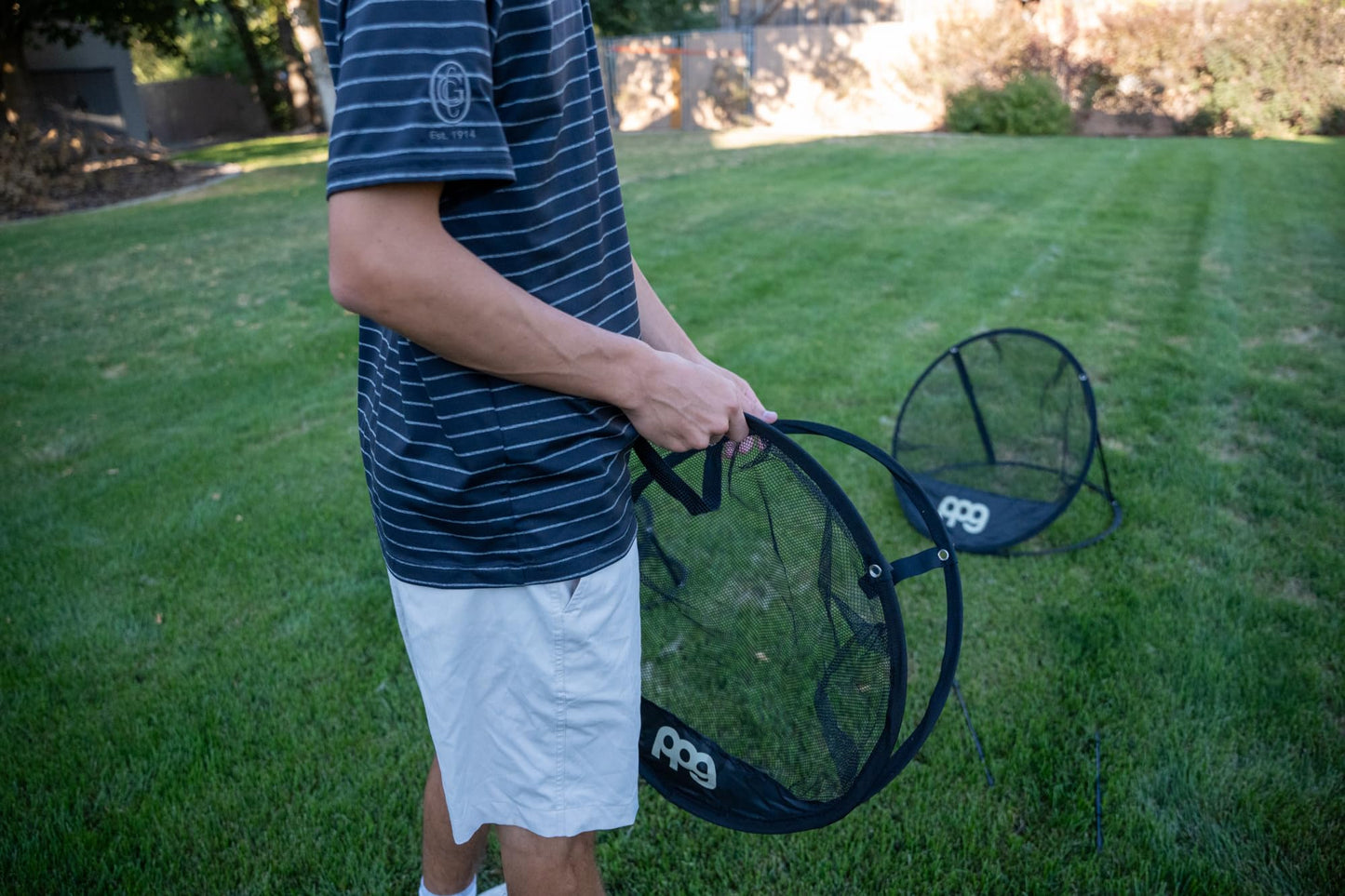 PPG Pin Point Golf 3-Piece Golf Chipping Target Net Set, Expandable Multi-Size Practice Nets with Foldable Design, Multiple Targets & Portable Carry Case for Indoor & Outdoor Training, Gray