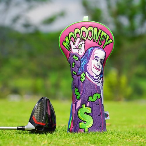 Big Crazy Unique Golf Head Covers - Franklin Funny Design - Driver Headcover with Waterproof Leather - Golf Club Protector and Practical Present