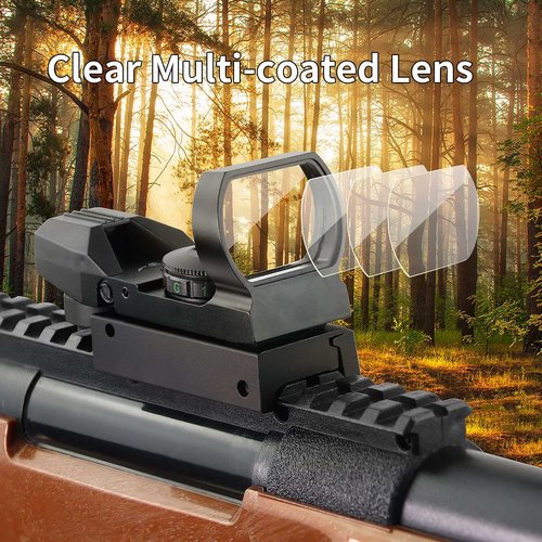 Beileshi Reflex Sight,Adjustable 4 Reticle Styles 5 Brightness Settings Red Green Dot Sight with 20mm Rail Mount