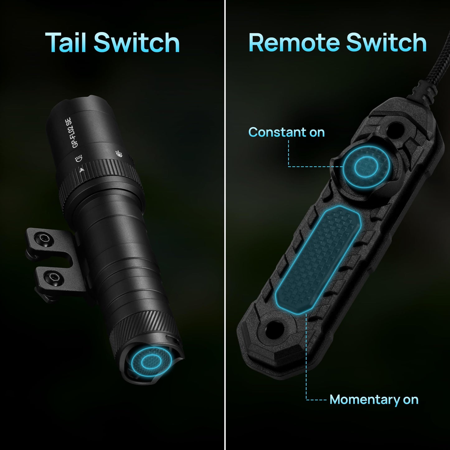 GOPLANT 2500 Lumen Tactical Flashlight, Aircraft Aluminum LED Weapon Light, MLOK Laser Light for Rail Mount, Rifle Flashlight with Momentary Strobe Function, Long Gun Flashlight with Remote Switch