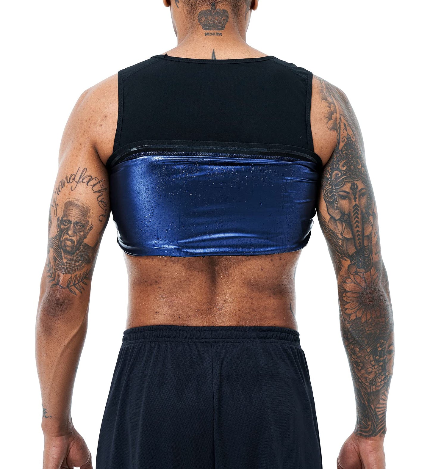 REMEBSWEAT Men's Sauna Vest Heat Trapping Pullover Sweat Enhancing Vest (Blue, L/XL)