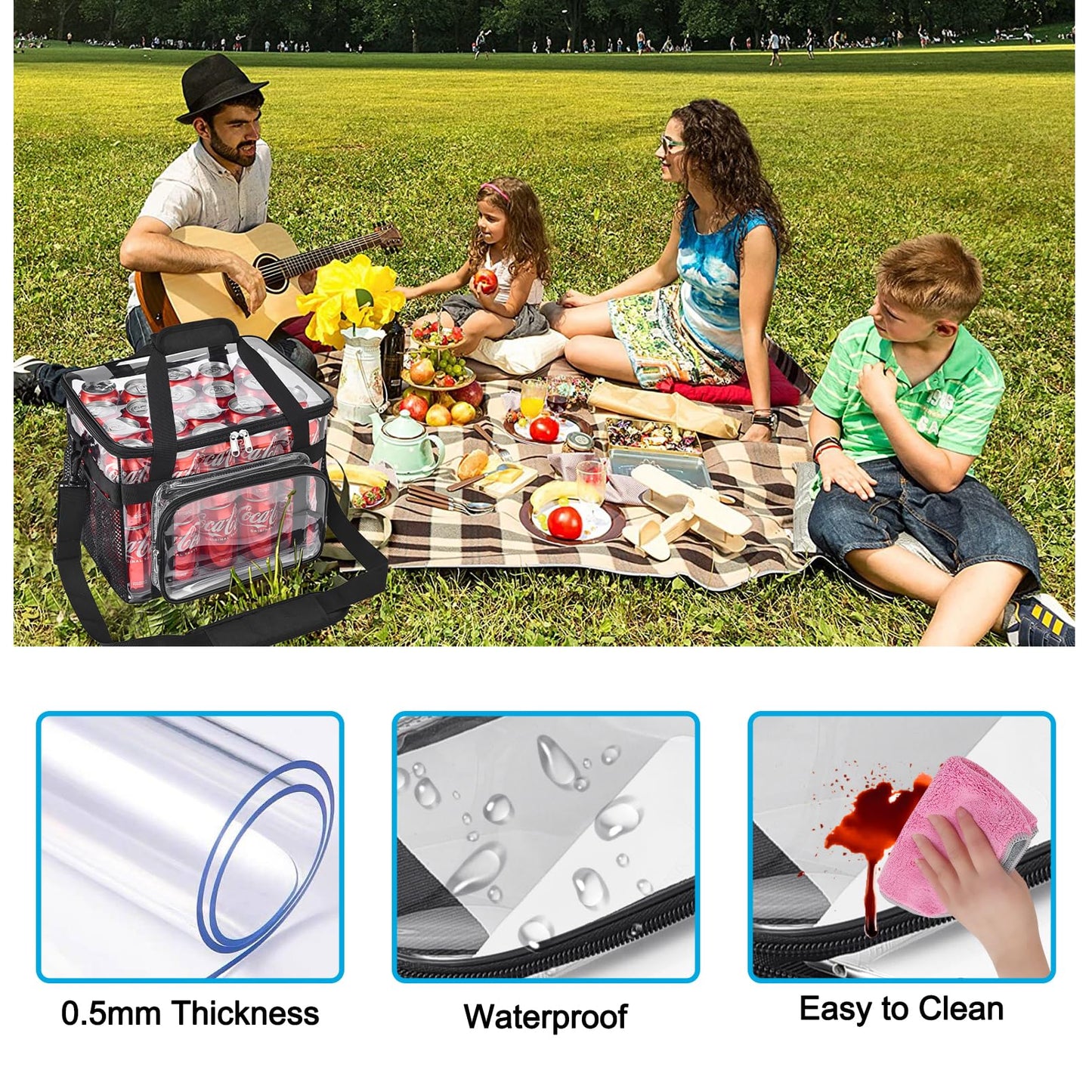 UEASE Clear Lunch Bag for Work Prison Correctional Officers Stadium Approved(40 Can)