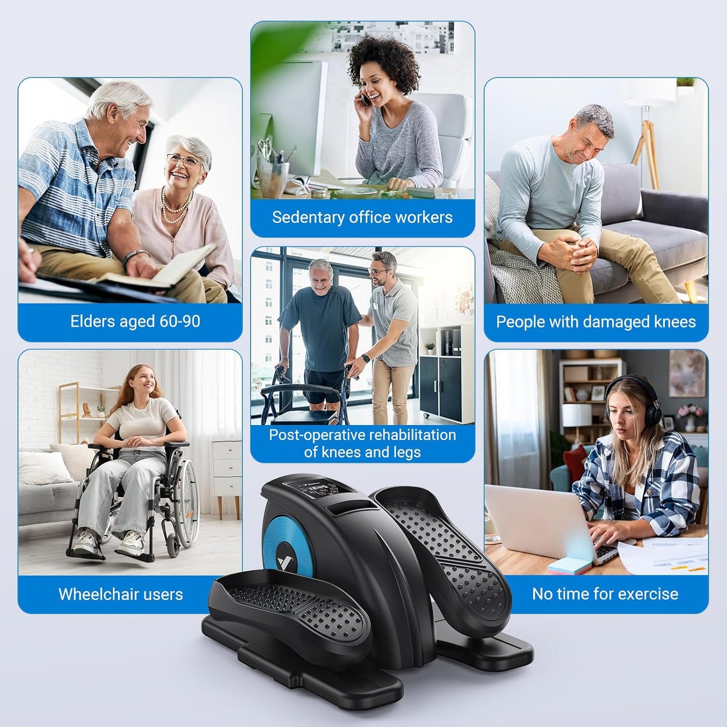 MERACH Under Desk Elliptical Machine - Portable Electric Leg Exerciser for Seniors | Fully Assembled with Remote Control & 12 Auto Modes