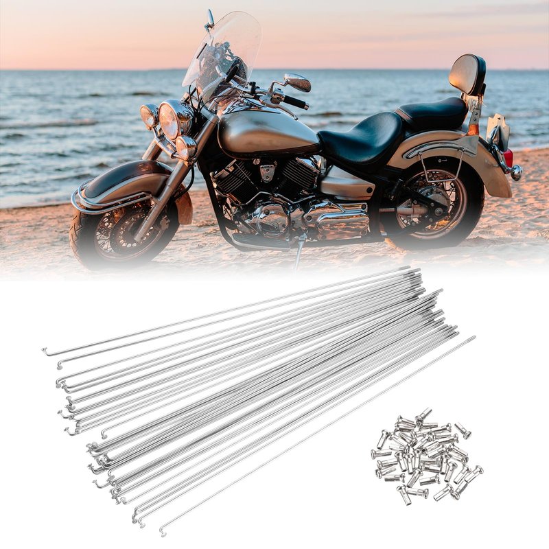 PATIKIL 14G Bicycle Spokes 257 Mm/10.12 Inch, 36 Pcs Stainless Steel J Bend 2mm Mountain Bike Spokes with Brass Nipples for City Road Bike Electric Bike MTB Wheel Spokes, Silver