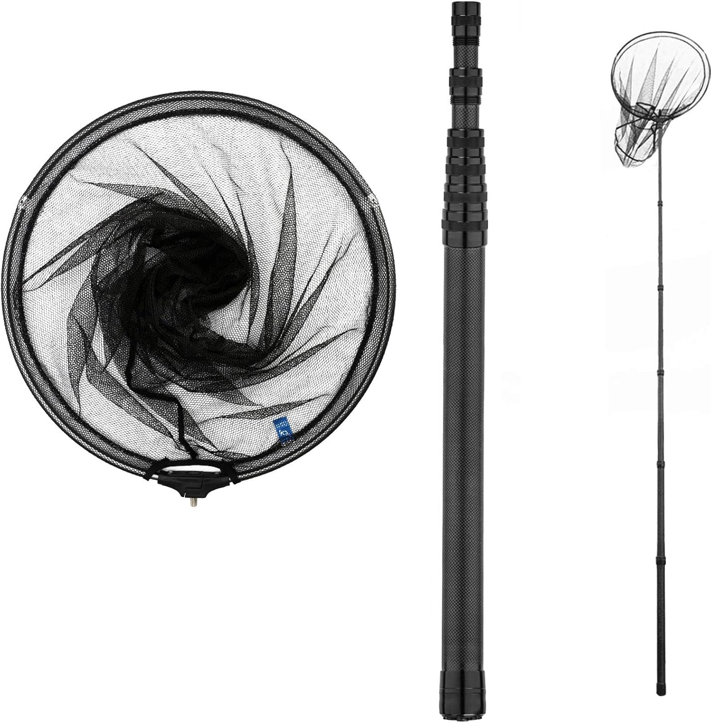 Skiennix Extra Long Fishing Net - Telescoping Carbon Fiber Landing Net | 9ft/11.15ft, Holds Up to 20lbs