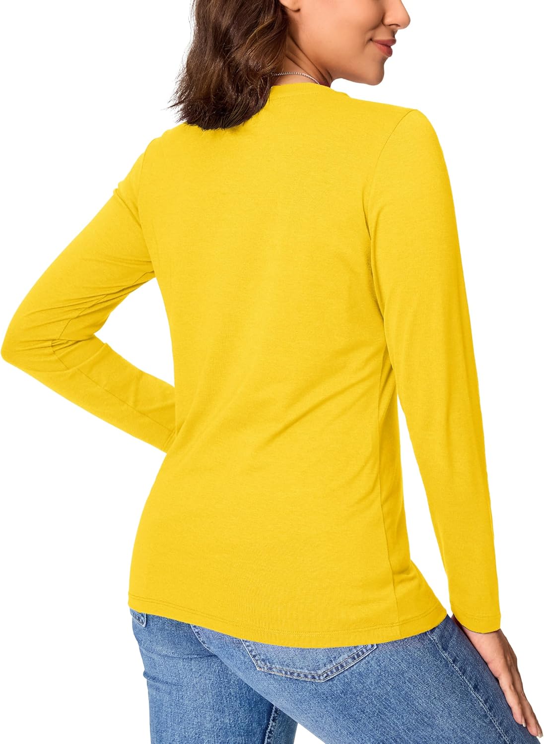 YUCOLEN Long Sleeve Shirts for Women - Soft Cotton Crewneck Casual Tee | Versatile Basic Tops
