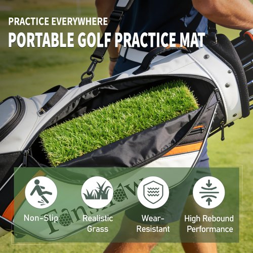 Fanshaw Heavy-Duty Foldable Golf Hitting Mat - Indoor/Outdoor Swing & Chipping Practice Mat with 10mm EVA Backing, Portable Golf Training Gifts for Men & Women