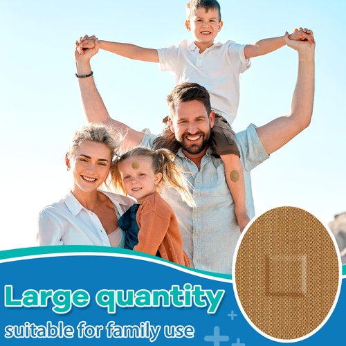 Geiserailie 200 Pcs Adhesive Small Spot Bandages Bulk Fabric Oval Flexible Adhesive Nose Face Bandages with Non Stick Pad Round Oval Square Strip for Skin Wound Care