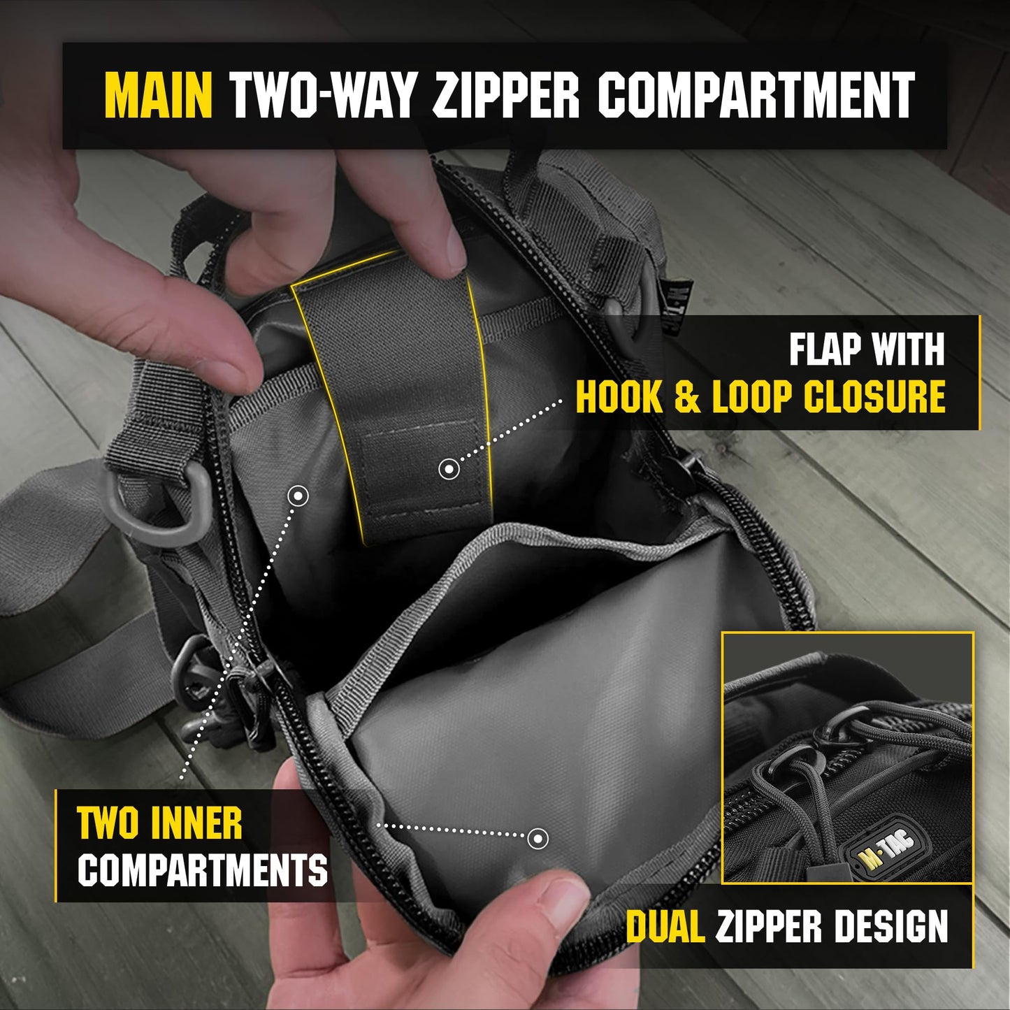 M-Tac Tactical Crossbody Black Sling Bag for Men – Military Backpack EDC Chest Bag with Fastex Buckle (Fastex Black)