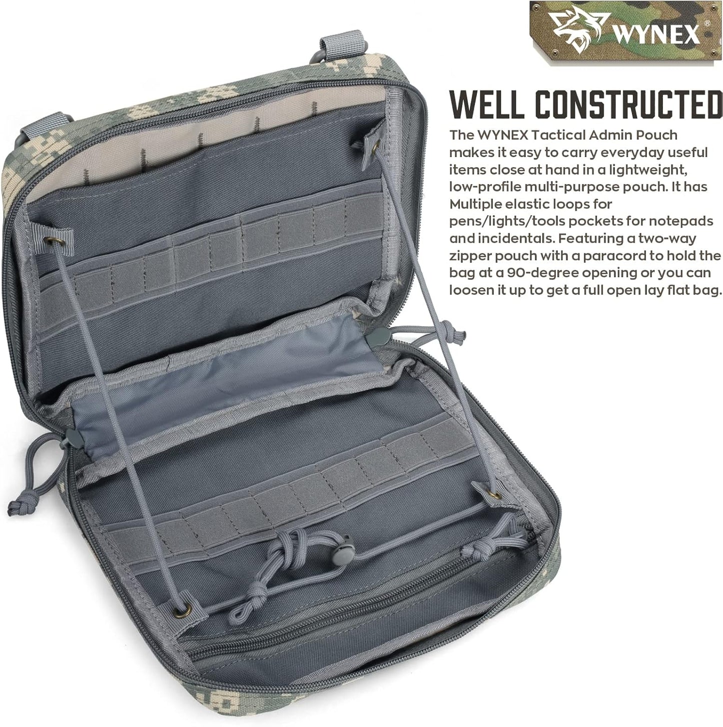 WYNEX Tactical Admin Molle Pouch - Durable 1000D Nylon Utility Bag for EDC & Medical Gear | Versatile Attachment Design
