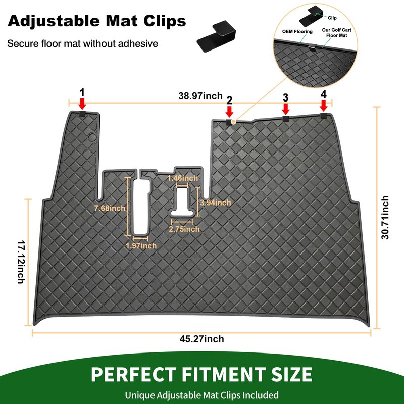 Cartalia Golf Cart Floor Liner Mat 8mm Thick Rubber Full Coverage Fit for Yamaha Drive2 (2017-2025), QuieTech [2017-2025], Adventurer (2017-Up), UMAX Rally 4x4 Non-Slip Mats Replacement - Black Trim