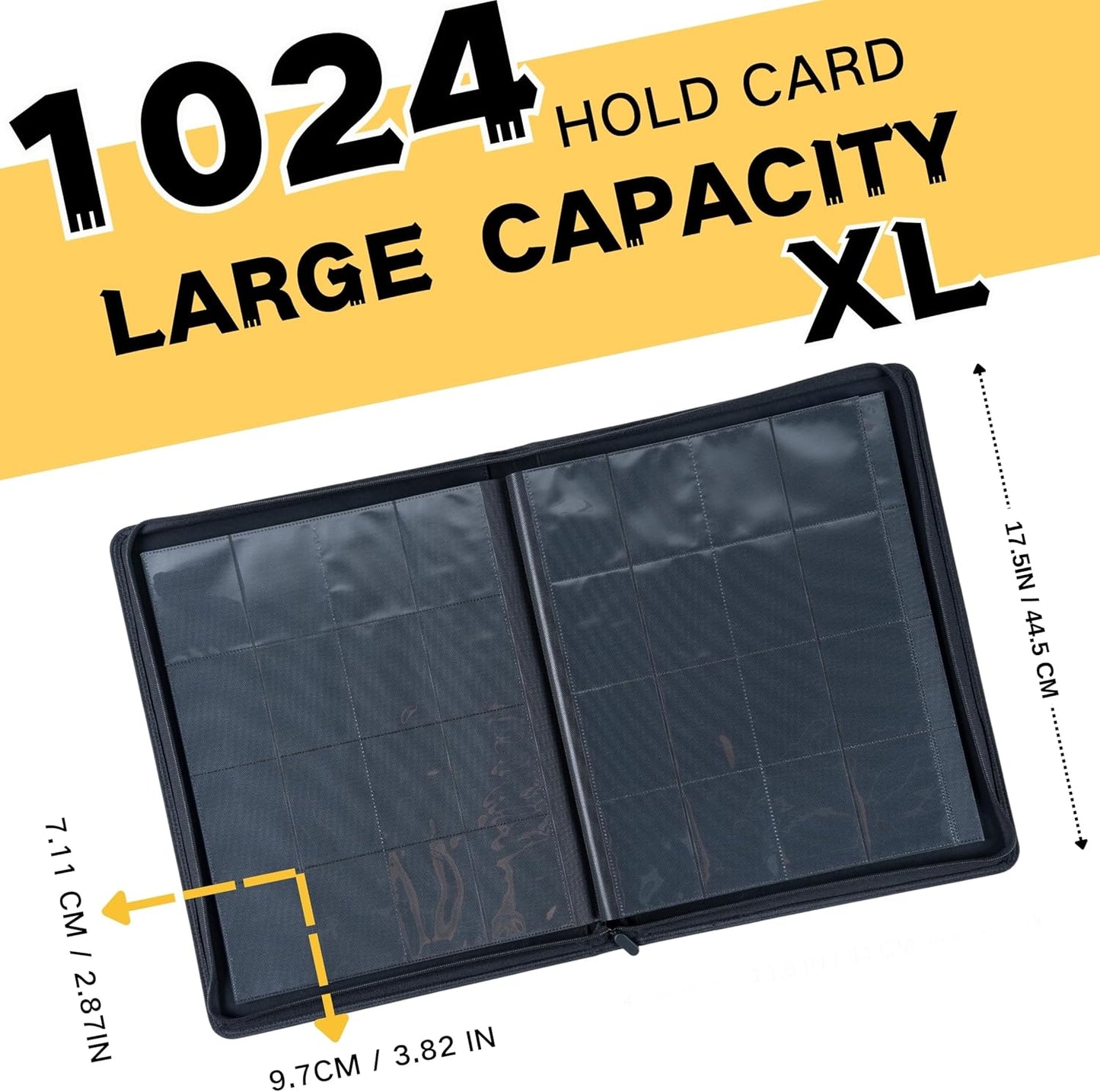 Skiennix 1000+ Pockets Trading Card Binder - 16-Pocket Album for MTG & Sports Cards (Black)