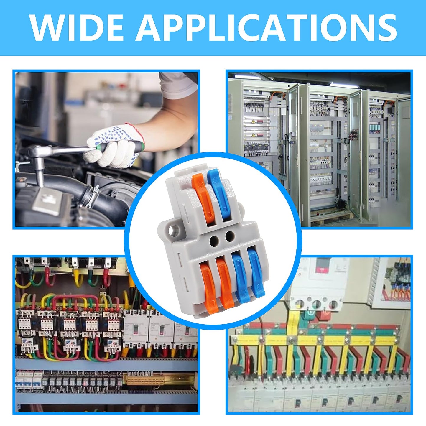 MELIFE 10PCS Lever Wire Connectors, 2 in 6 Out Quick Wire Connectors, Electrical Lever Nuts Wire Connectors Push-in Conductor Terminal Block AWG 28-12