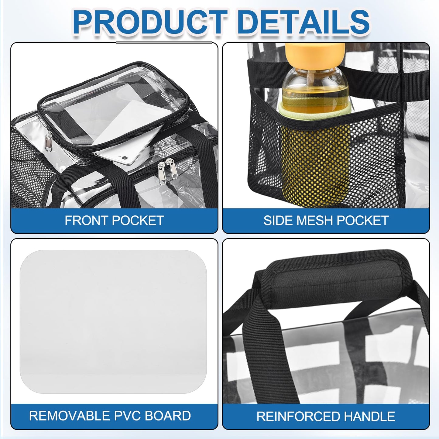 UEASE Clear Lunch Bag for Work Prison Correctional Officers Stadium Approved(40 Can)