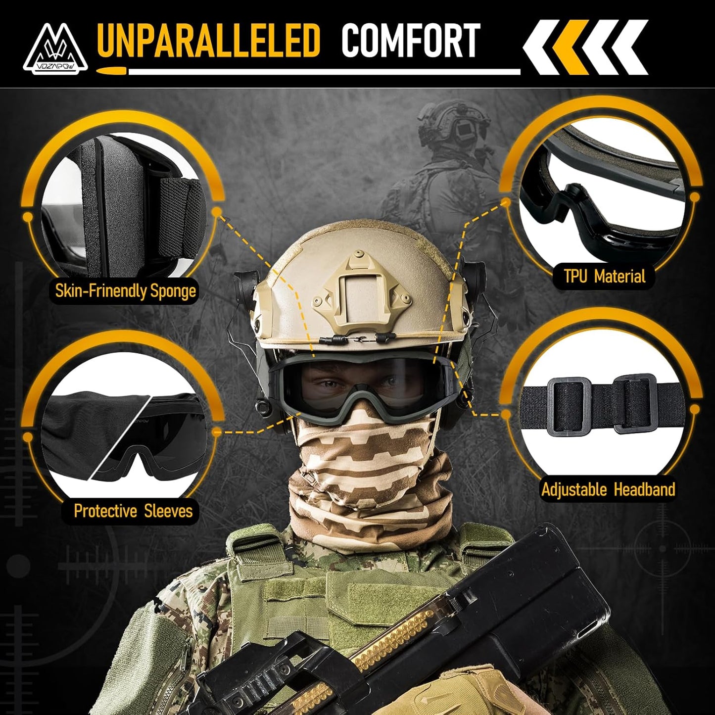 Skiennix Shooting Glasses - Anti-Fog Airsoft Goggles for Clear Vision | Durable & Lightweight