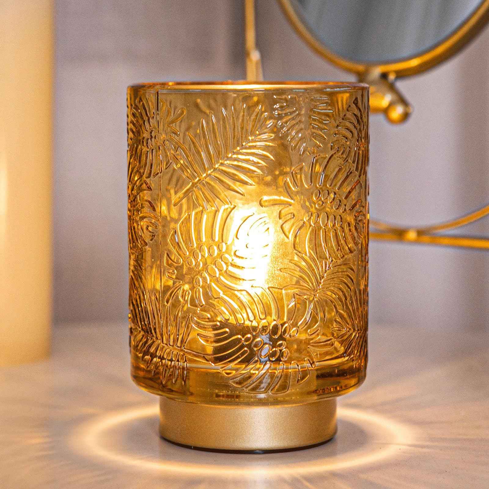 ULAROOM Small Battery Operated Lamp-Portable Cordless Table Lamp with LED Bulb for New Home Decor Gift,Wireless Battery Powered Desk Lamp for Bedroom Living Room Decor Aesthetic Golden Amber