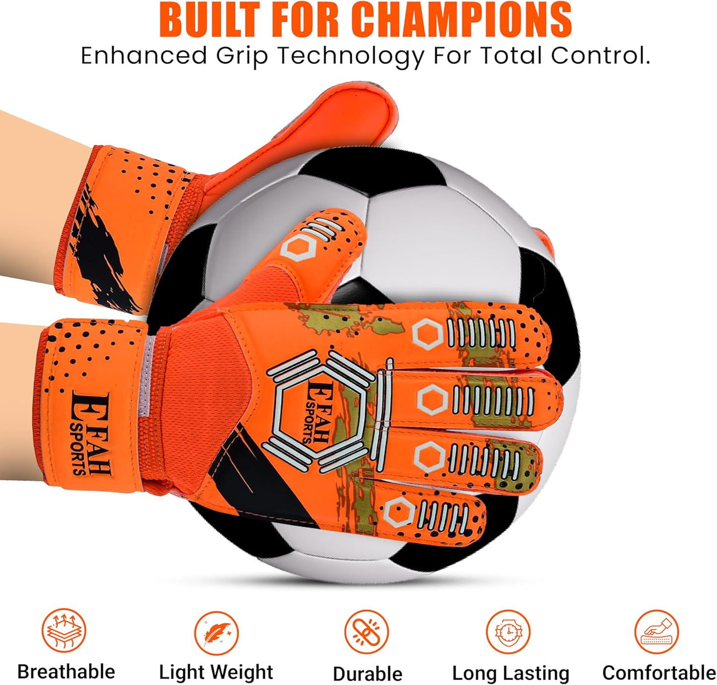 Skiennix Soccer Goalkeeper Gloves - Strong Grip for Kids & Youth | Durable Goalie Gloves