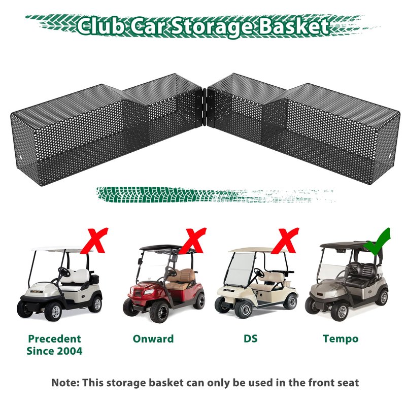 10L0L Golf Cart Inner Storage Utility Basket-Premium Steel Anti-Rust Suitable for Golf Cart Club Car Tempo Front Dash Storage Tray Organizer (Black)