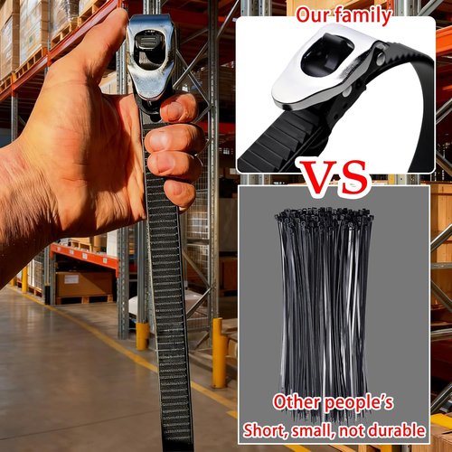 Heavy Duty Reusable Ratcheting Cable Ties by [Brand Name] - Stainless Steel Buckle, Adjustable Locking Straps | 20 Inch, 6 Pack for Outdoor Fencing, Gates & Pipes