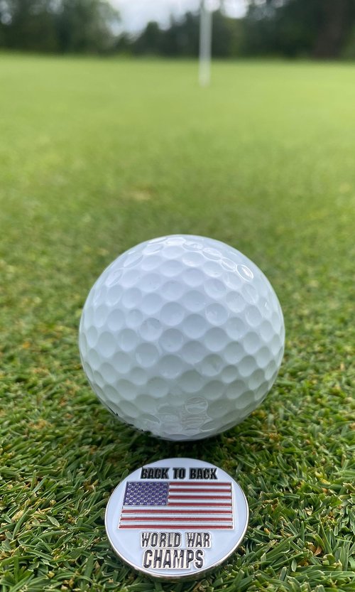 HODL 21 Back to Back World War Champs - Golf Ball Marker - Value Pack of 3 American Flag Golf Ball Markers - Magnetic Novelty America Golf Ball Markers - USA Golf Ball Markers - Lot of 3