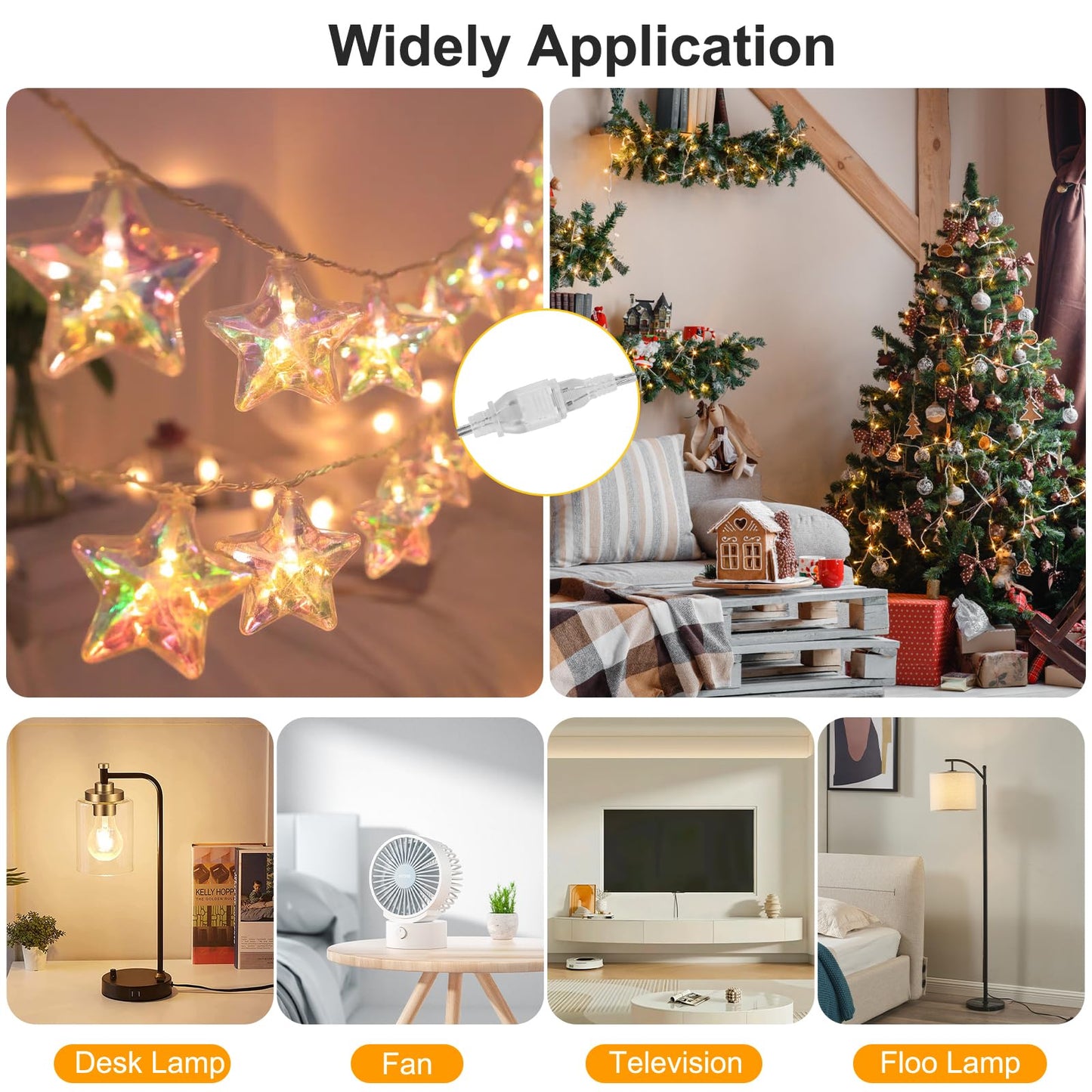 Rkoyes 2 Pack 1 Foot Short Clear Extension Cord Indoor Thin, Single Outlet Plug, Polarized Male-Female, Small Invisible Two Prong Extension Cord 1 FT with UL-Certified, 2 x 18AWG, 250V 7.5A