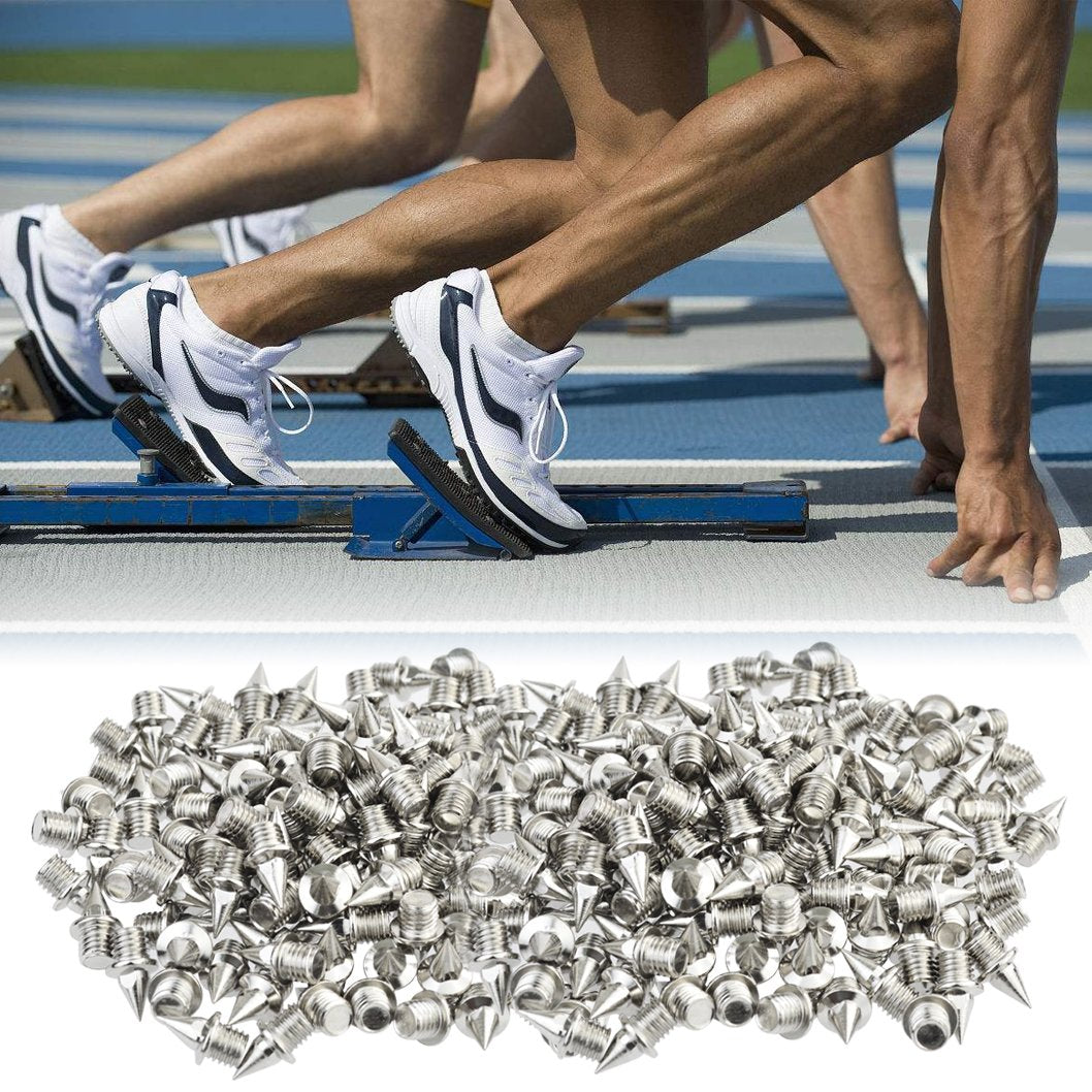 Wobe 200 Pcs 1/4" Stainless Steel Track & Cross Country Spikes with Spike Wrench, Shoe Replacement Spikes for Sprinting, Sports & Running Shoes Golf (Silver)