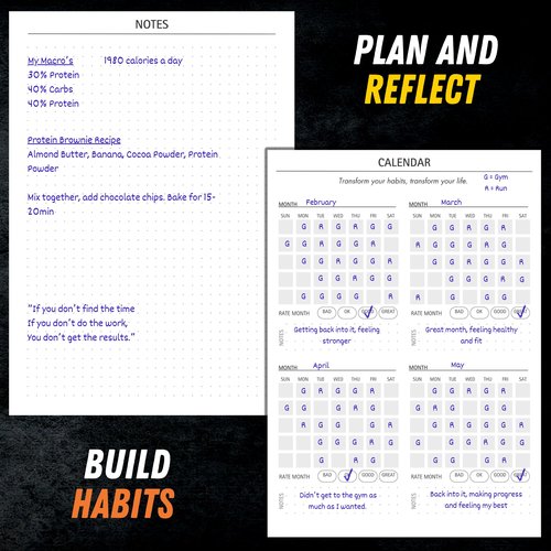 Gym Workout Journal (A5) - Hardback Leather PU Workout Tracker (128 Workouts) - Set Goals & Track Progress | Premium Fitness Journal & Log Book by Gorilla Fit