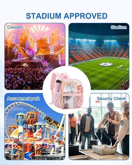 UEASE Clear Backpack for Stadium Events, 12x12x6 Small Clear Plastic bag with Reinforced Straps for Game Security Festival Concert