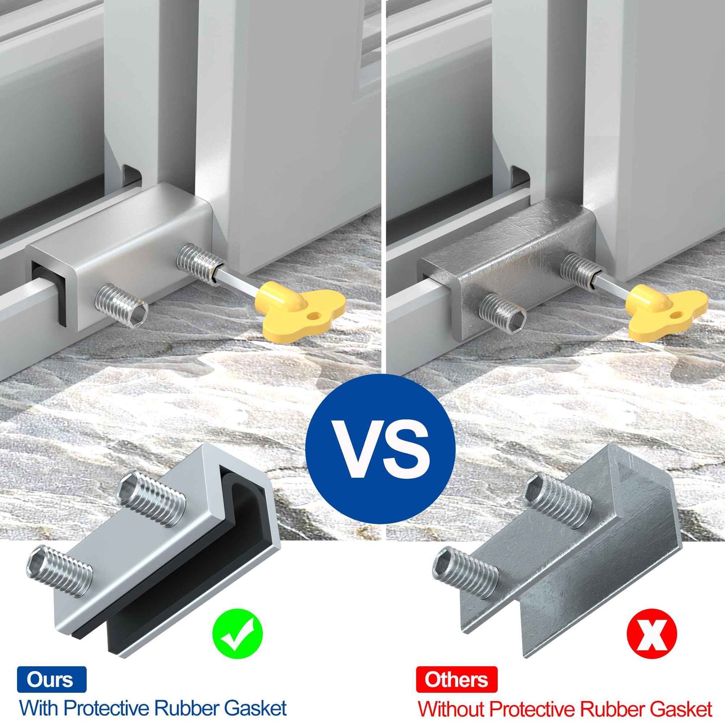 RELIANCER 8 Sets Sliding Window Locks,Aluminum Security Door Window Stoppers,Adjustable Safty Windows Lock for Horizontal & Vertical Fenster Doors,Child Proof Slider Windows Blocker for Home Safety