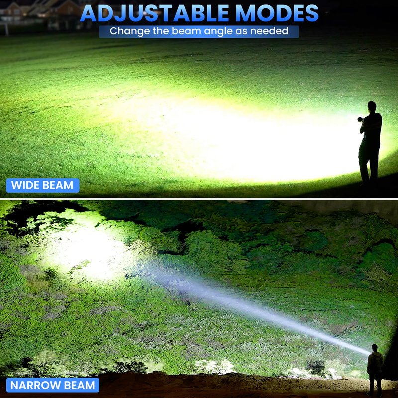 18FTRabbit Rechargeable LED Flashlights High Lumens 2 Packs, 99,000 Lumens Super Bright Flashlight, Adjustable Handheld Flashlight with 5 Modes, Brightest Waterproof Flash Light for Home Camping