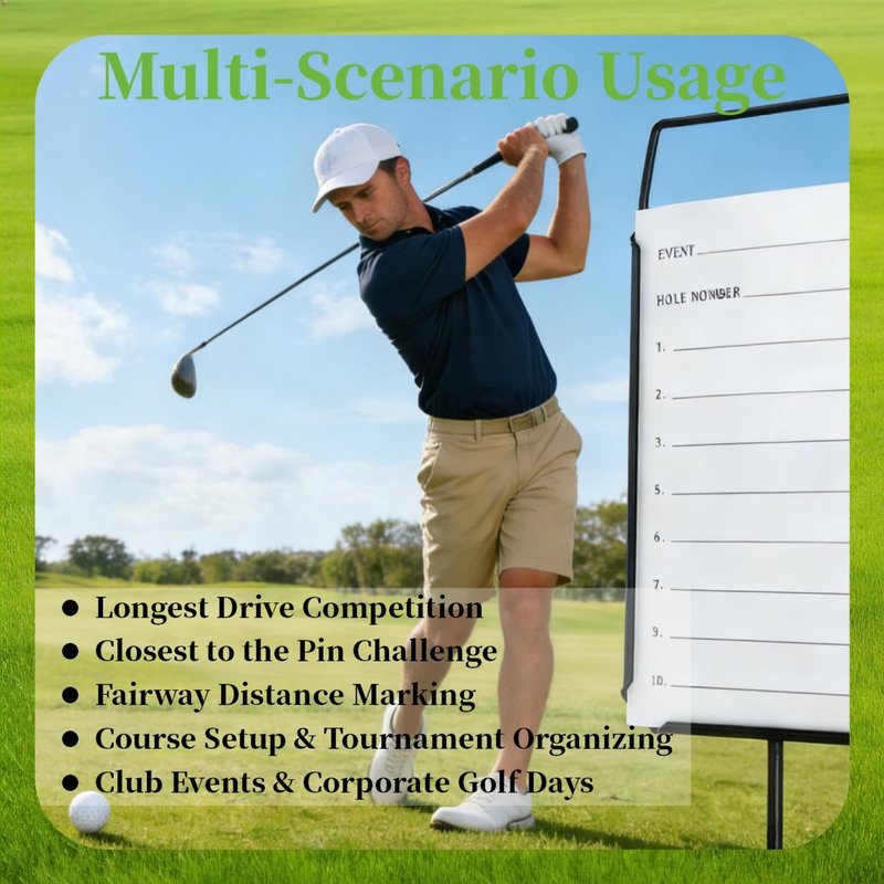 ZSHIGANMA 4 Pack Steel Longest Drive and Closest to the Pin Marker, Golf Metal Proximity/Course Distance/Fairway Distance Markers with 50 Sheets Cards and 4 Pens, for Outdoor Golf Tournament Signs