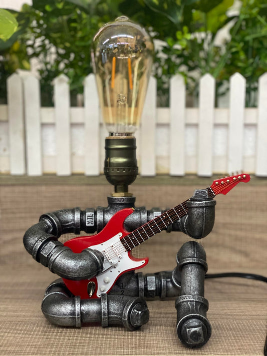 WIBOTA Cool Table Lamp - Vintage Steampunk Decor, A Very Relevant Gift for Music Fanatics & Guitar Aficionados