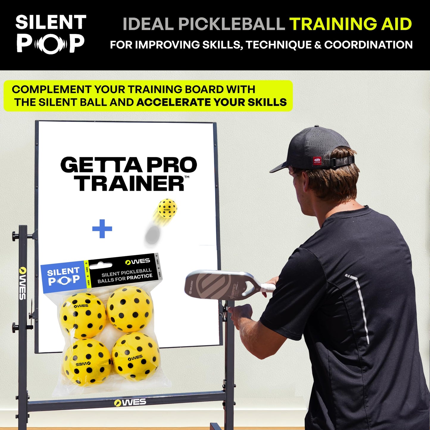 WES Silent Pickleball Balls - Foam & Soft Pickleball Practice Balls with Exact Real Ball Bounce - Quiet Pickleball Balls for Indoor Use