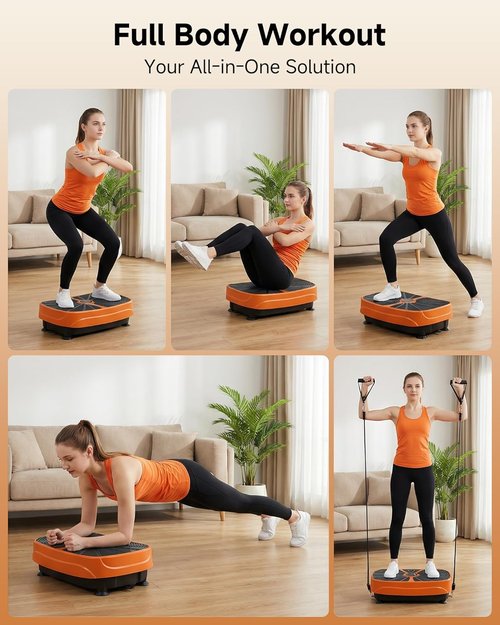 GORISE Vibration Plate Exercise Machine - Full Body Fitness Platform for Lymphatic Drainage & Weight Loss | Remote Control, Orange